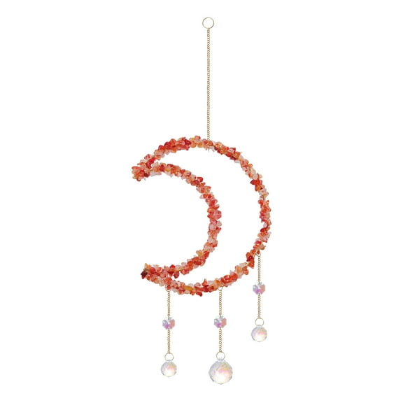 Crystal Moon Pendant, Hanging Red Crystal for Home Wedding Party Christmas Garden Decor