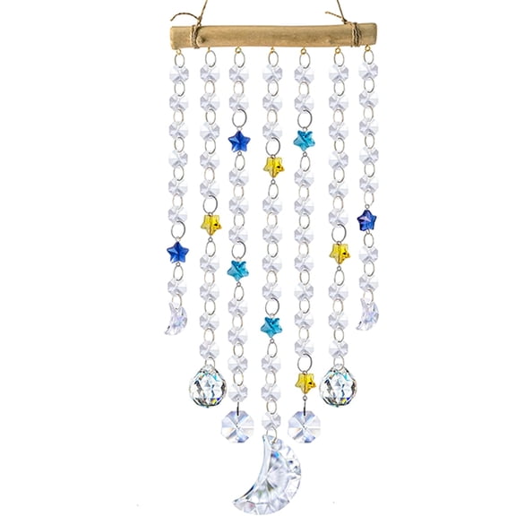 Crystal Moon Star Prism Suncatcher Rainbow Maker Pendant Window Garden Hanging Decoration Ornament Crystal Wind Chimes