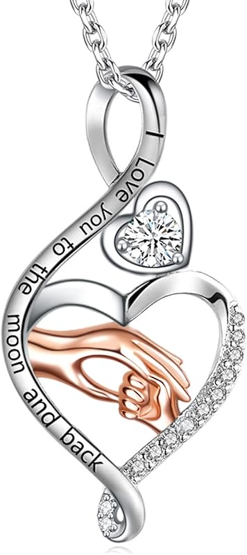Crystal Mother Daughter Necklace Sterling Silver Mothers Day Birthday Jewelry Gifts for Women Mom Daughter Wife