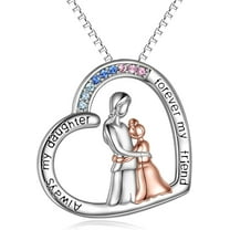 Crystal Mother Daughter Necklace Sterling Silver Mothers Day Birthday Jewelry Gifts for Women Mom Daughter Wife