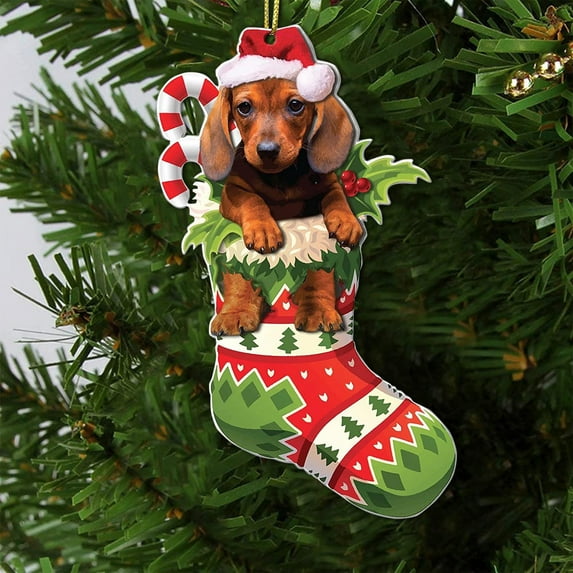 Crystal Mountain Skiing Ornament New Fun Pet Dog Christmas Tree Decorations Creative Car Interior Christmas Miniatures Vintage (L,One Size)