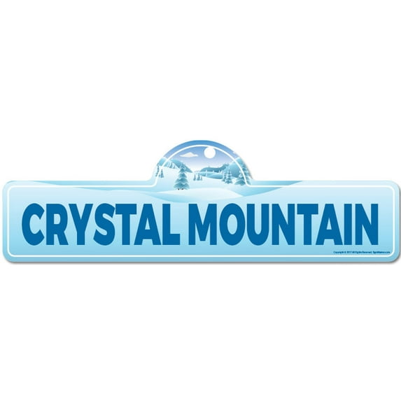 Crystal Mountain Street Sign | Indoor/Outdoor | Skiing Skier Snowboarder Décor for Ski Lodge Cabin Mountian House | SignMission personalized gift