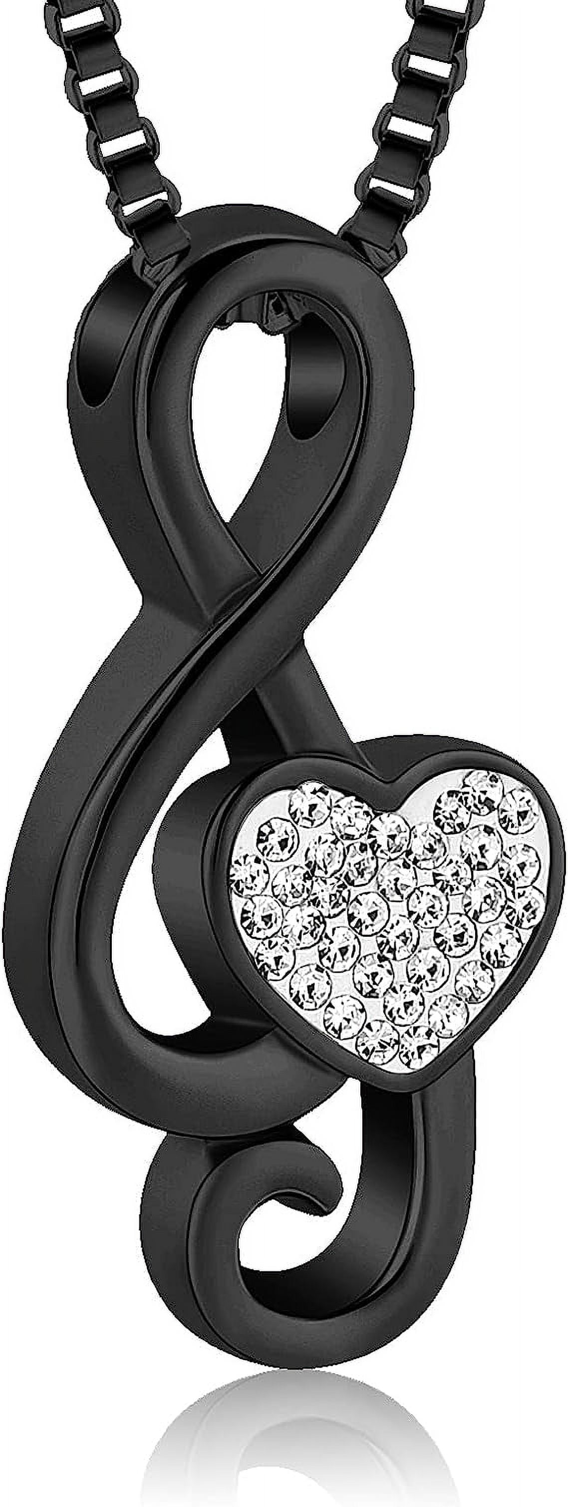 Crystal Music Note Urn Necklace for Ashes Stainless Steel Necklace Urn