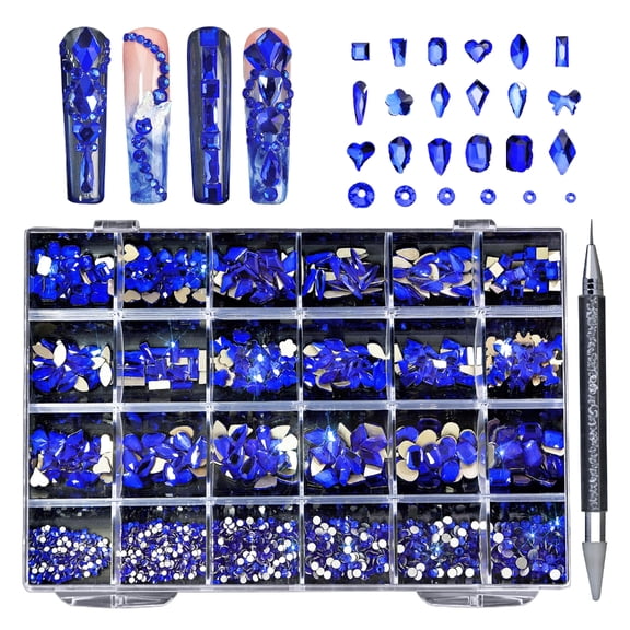 Crystal Nail Rhinestones Set Flatback Glass Nail Gems Stones Multi Shapes AB Rhinestones Nail Charms for Nail DIY Crafts