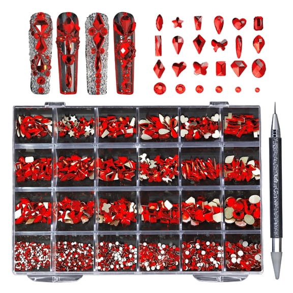 Crystal Nail Rhinestones Set Flatback Glass Nail Gems Stones Multi Shapes AB Rhinestones Nail Charms for Nail DIY Crafts