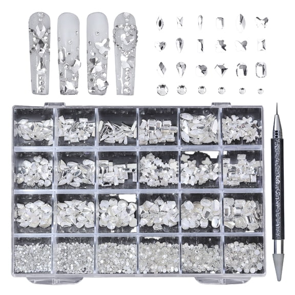 Crystal Nail Rhinestones Set Flatback Glass Nail Gems Stones Multi Shapes AB Rhinestones Nail Charms for Nail DIY Crafts