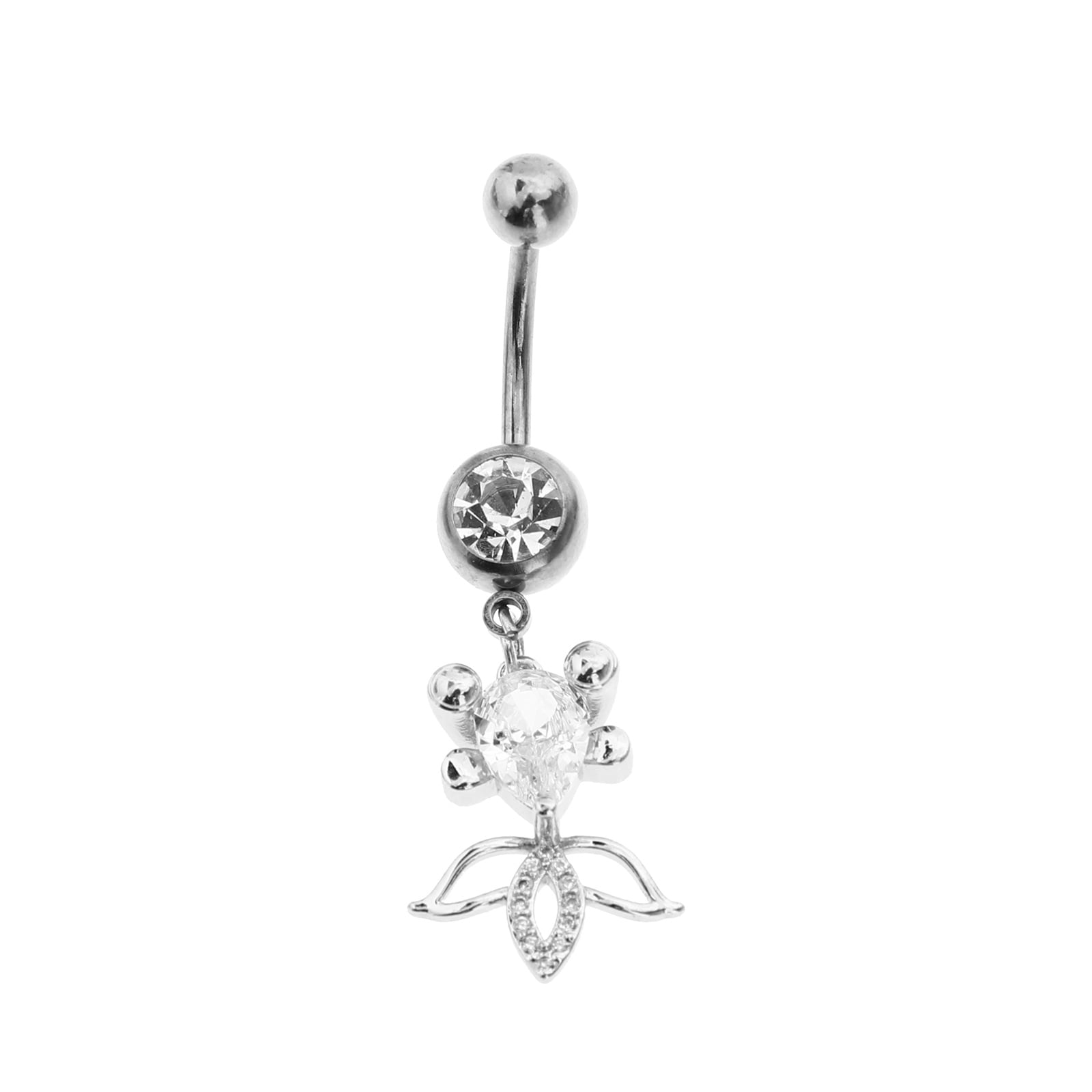 Crystal Navel Ring Stainless Steel Belly Ring Piercing Jewelry Belly