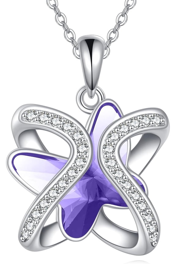 Crystal Necklace 925 Sterling Silver Crystal Pendant Necklace for Women Gift for Women