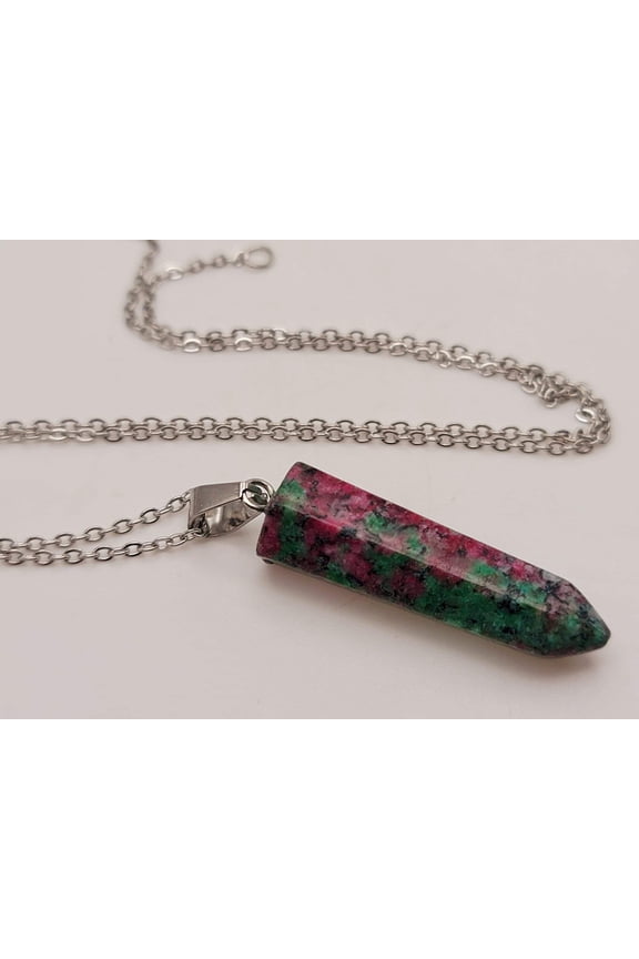 Crystal Necklace Blood Stone Healing Crystal Necklace Silver tone