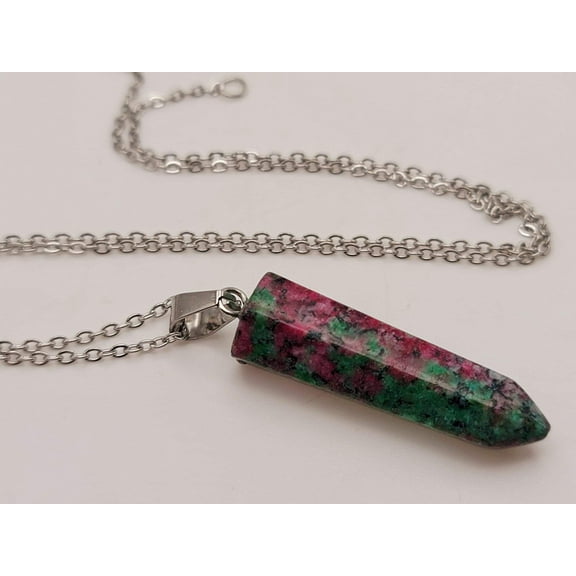 Crystal Necklace Blood Stone Healing Crystal Necklace Silver tone
