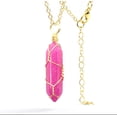 thumbnail image 1 of Crystal Necklace Gold Wire Wrapped Rose Topaz Healing Crystal Point Necklace, 1 of 10