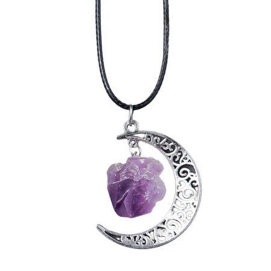 Crystal Necklace Handmade Natural Real Stone Charm Necklaces Spiritual Positive Energy for Women Unique Protection Pendant Jewelry Necklace Amethyst White impart - image 1 of 8