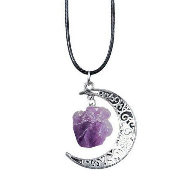 Crystal Necklace Handmade Natural Real Stone Charm Necklaces Spiritual Positive Energy for Women Unique Protection Pendant Jewelry Necklace Amethyst White impart