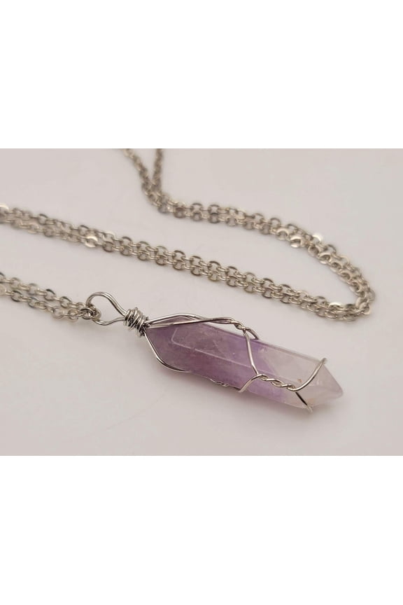 Crystal Necklace Silver Wire Wire Wrapped Amethyst necklace