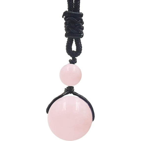 Crystal Necklace for Women Men, Protection Round Bead Pendant Necklaces for Spiritual, Natural Gemstone Chakra Stone Healing Crystals Necklace with Adjustable Rope Cord