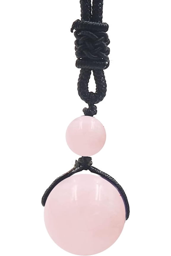 Crystal Necklace for Women Men, Protection Round Bead Pendant Necklaces for Spiritual, Natural Gemstone Chakra Stone Healing Crystals Necklace with Adjustable Rope Cord