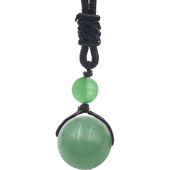 Crystal Necklace for Women Men, Protection Round Bead Pendant Necklaces for Spiritual, Natural Gemstone Stone Healing Crystals Necklace with Adjustable Rope Cord