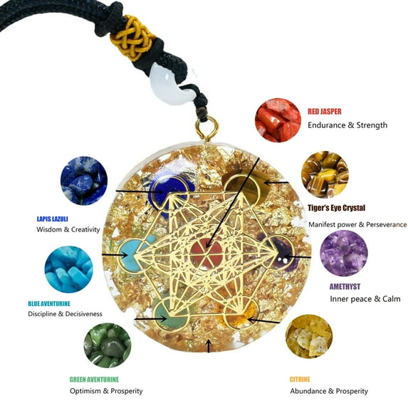 Crystal Necklace for Women and Men Orgonite Seven Chakra Stones Pendant Necklace Resin Necklace Yoga Stones Necklace Unisex Gifts for her