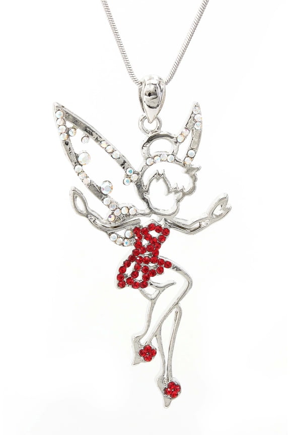 Crystal Necklaces - Tinker Bell Charm - Red - NE-N3090RD