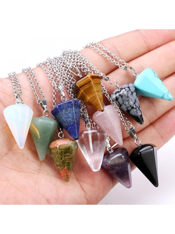 Crystal Necklaces for Women Crystal Pendant Gemstone Necklace for Spiritual Energy Healing Hexagonal Pendant Divination for Men
