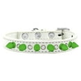 thumbnail image 1 of Crystal & Neon Green Spikes Dog Collar, White - Size 12, 1 of 1