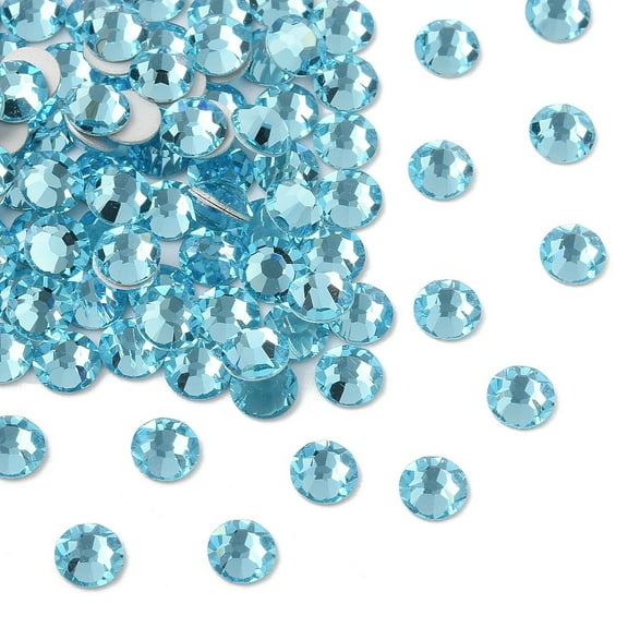 Crystal No Hotfix Flatback Stones Czech Crystal Dura Foiling Round(438 11 615 Chaton Rose) 60010 Aqua Bohemica SS12(3~3.2mm)