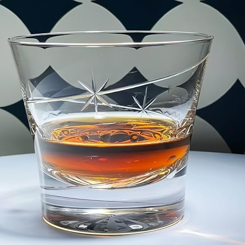 Crystal Old Fashion Whiskey Glasses , 3D Hand Cut Advanced Crystal Glass, Etched Glassware for Retirement Gifts For Men - Coworker Leaving, Goodbye Gift, Farewell Gifts For Coworkersmoon-stars