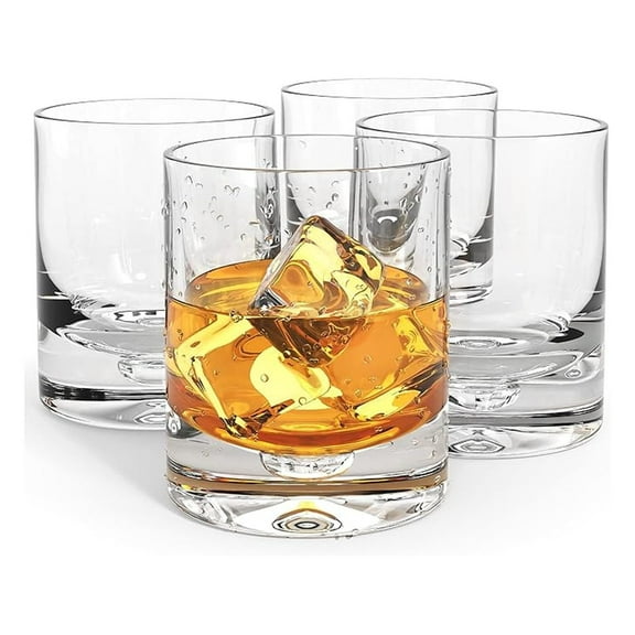 Crystal Old Fashioned Glasses - Set of 4, 4oz Rocks Glasses - Lead-Free Whiskey Bourbon Glasses - Handblown Crystal Glassware Gift Set