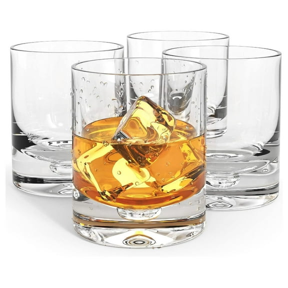 Crystal Old Fashioned Glasses - Set of 4 Mouth-Blown Lead-Free Crystal - 4 oz. Rocks Glasses for Whiskey, Bourbon, and 4.0 oz