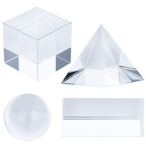 Crystal Optical Photography Prism Set, 4pcs Camera Lens Optical Crystal Ball Glass, Cube, Pyramid, Rhombus Prism for Rainbow Effect Make Teaching Light Spectrum Physics