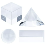 Crystal Optical Photography Prism Set, 4pcs Camera Lens Optical Crystal Ball Glass, Cube, Pyramid, Rhombus Prism for Rainbow Effect Make Teaching Light Spectrum Physics