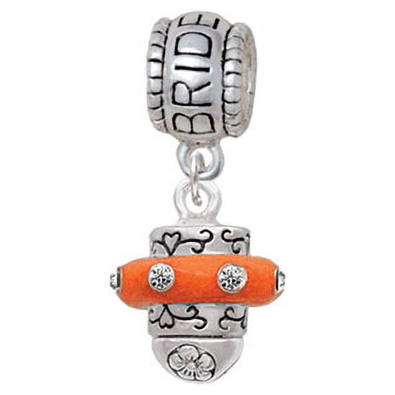 Crystal Orange Spinner - Bride Charm Bead
