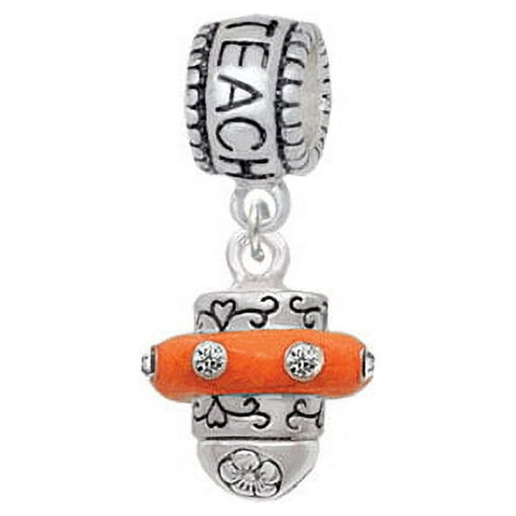 Crystal Orange Spinner - Love 2 Teach Charm Bead