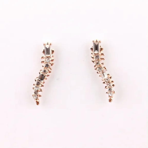 Crystal Pave Ear Climber Earrings Crawler Gold Tone Cuff Stud Bar Women Jewelry