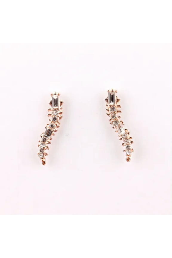 Crystal Pave Ear Climber Earrings Crawler Gold Tone Cuff Stud Bar Women Jewelry