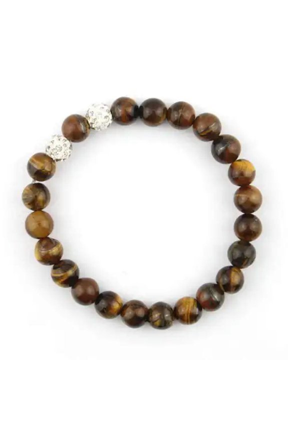 Crystal Pave Shambhala Beads Natrural Stone Beaded Stretch Bracelet Lave Jewelry
