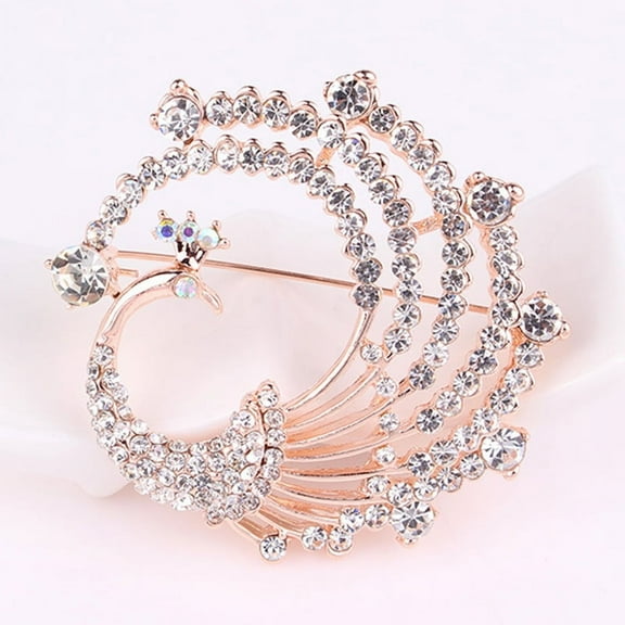 Crystal Peacock Animal Corsage Banquet Decoration Women Scarf Brooch Pin Jewelry