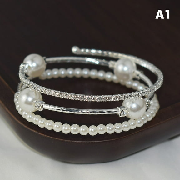 Crystal Pearl Bracelet Ladies Rhinestone Multi-layer Adjustable Bangles Cuffs Gold Silver Plated Charm Bracelets Jewelry Gift