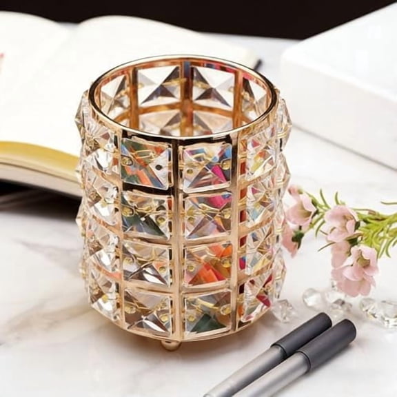 Crystal Pen and Brush Holder, Multi-Use, Desk Organizer