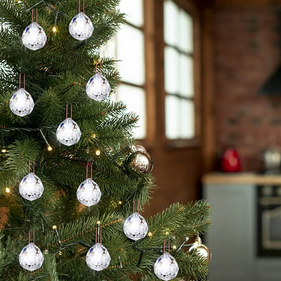 Crystal Pendant Balls Set 24 Pack | Transparent Feng Shui Crystal Orbs | Sun Catcher Suncatcher Prisms | Clear Polished Glass Hanging Decoration | Home Office Décor | 1 Inch Diameter Each