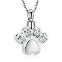 Crystal Pet Cremation Jewelry For Ashes for Dog / Cat Paw Stainless Steel Memorial Locket Urn Necklace Mini Case Keepsake Cremation Jewelry for Women Men