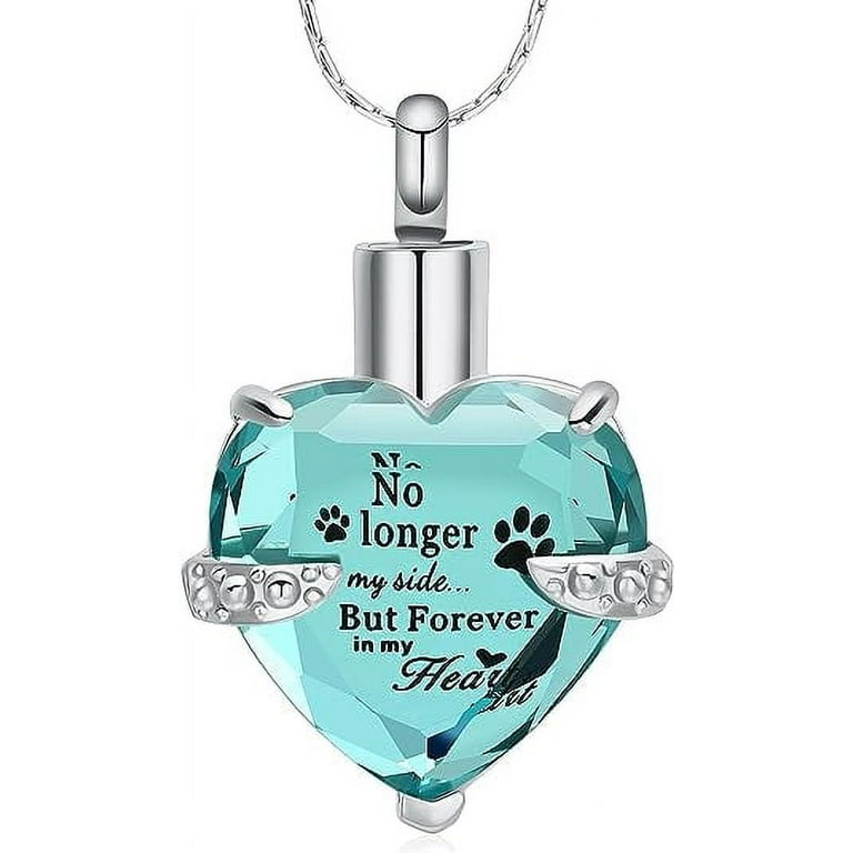 Crystal Pet Cremation Jewelry for Ashes Pendant Paw Print Pet