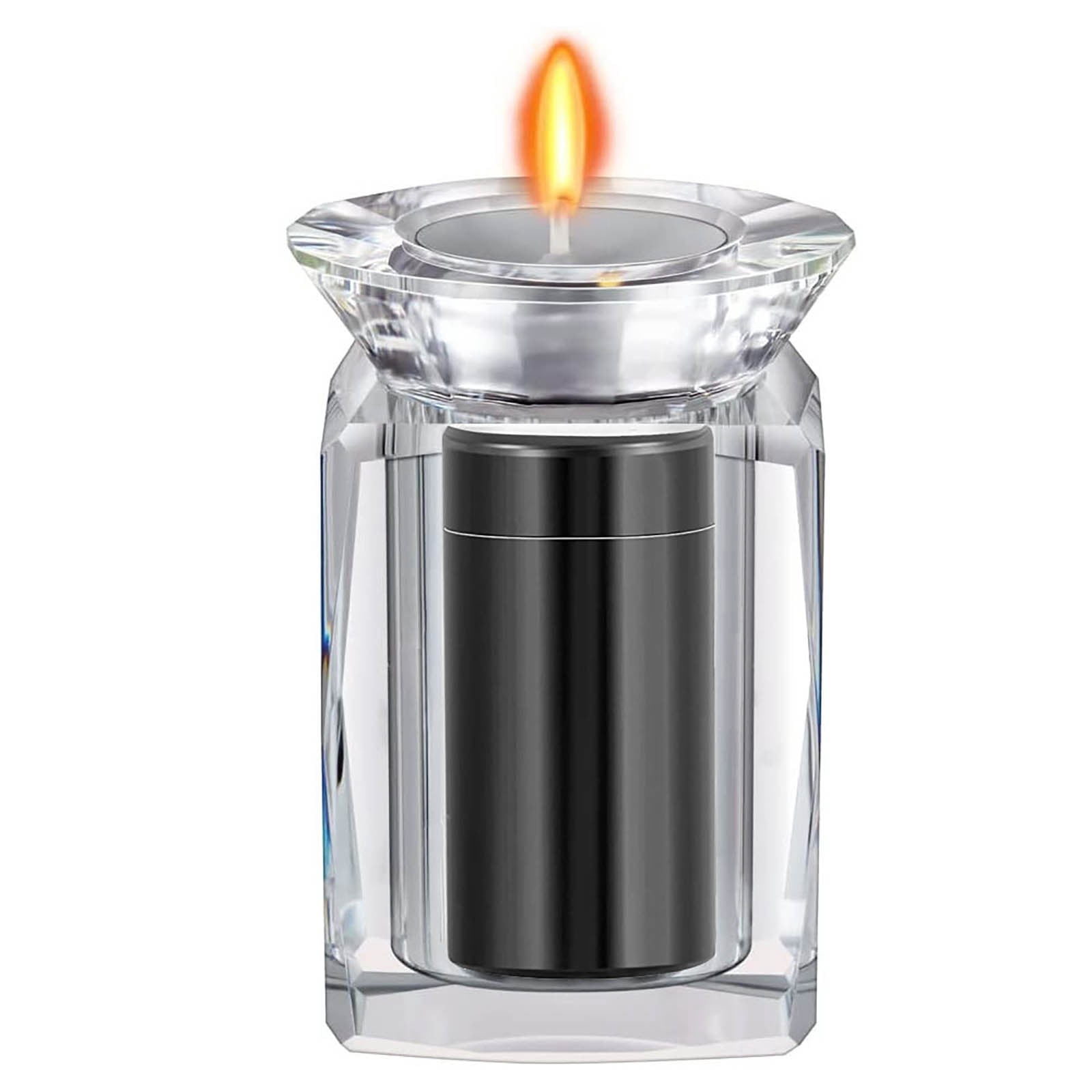 Crystal Pet Memorial Urn with Candle Holder Small Pet Cremation Ashes Keepsake Funeral Urn for Hamsters Birds Cats Home Decor Remembrance