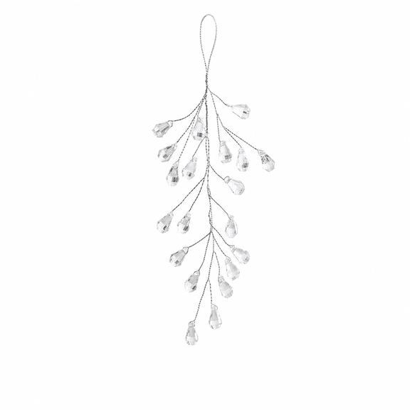 Crystal Picks for Christmas Tree, 7.1 Inch Acrylic Bead Ice Drop Stems, Leaf Design Christmas Drop Branches Decoration, Sparkly Acrylic Stems for DIY Wreath and Holiday Home Decor(10 Pcs#2)