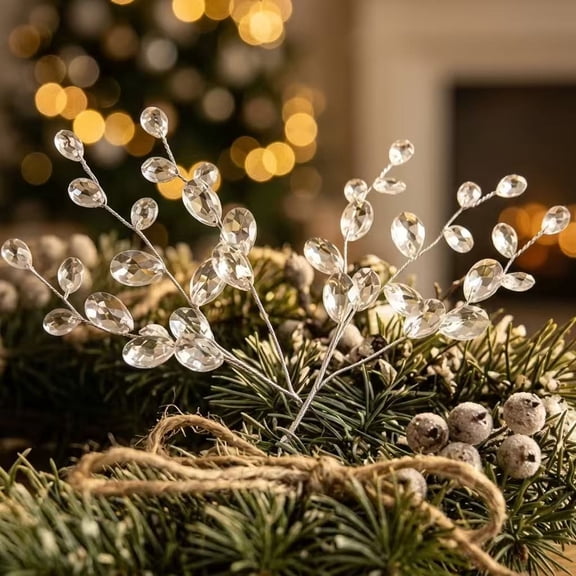 Crystal Picks for Christmas Tree, Crystal Branches for Christmas Tree, Clear Acrylic Ice Floral Sprays, Holiday Wreath Centerpieces