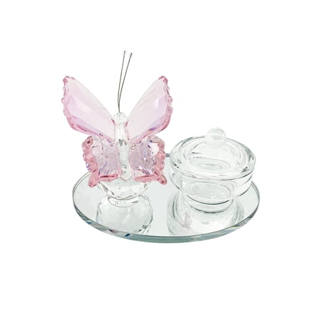 Crystal Pink Butterfly Shape Acrylic Nails Powder Liquid Crystal Nail Art Diamond Dappen Dish