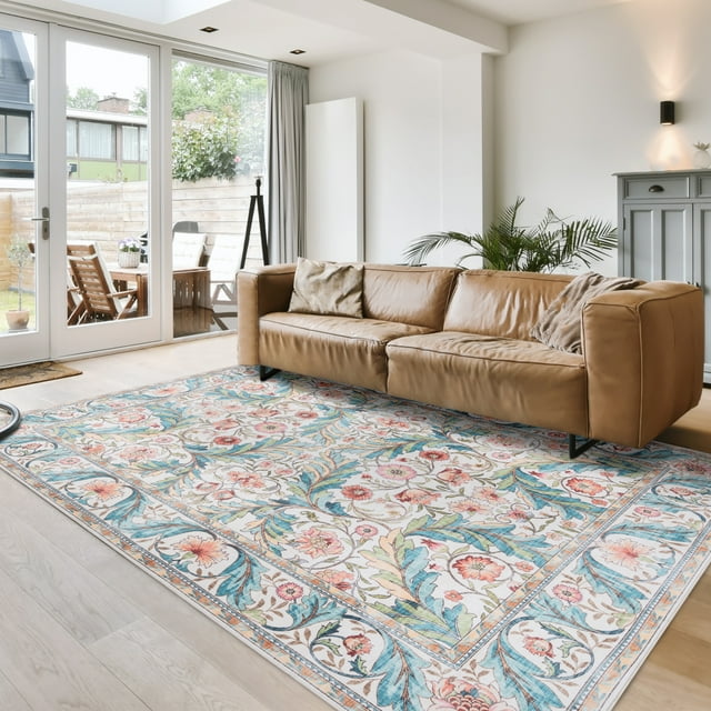 Crystal Print Altair Transitional Floral Ivory Area Rug, 3x5