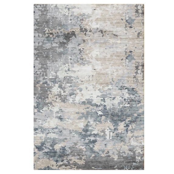 Crystal Print Kaori Modern Abstract Light Blue Area Rug, 5x7