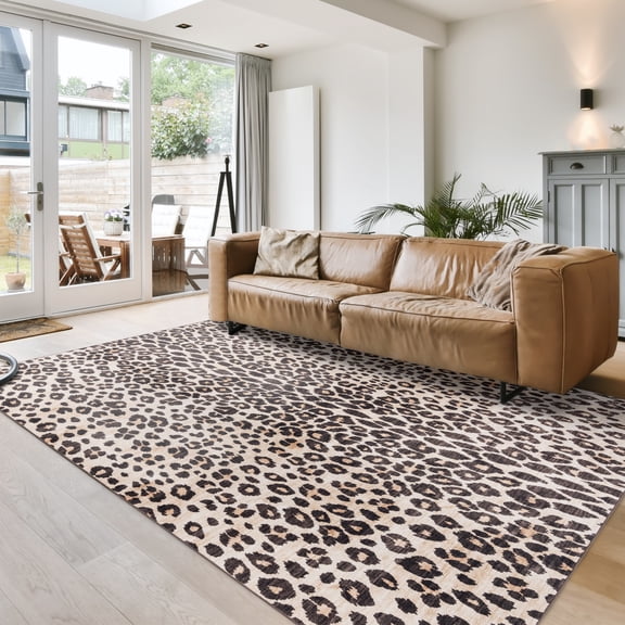 Crystal Print Lennie Modern Animal Print Leopard Area Rug, 3x5
