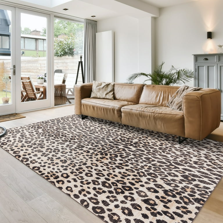 Crystal Print Lennie Modern Animal Print Leopard Area Rug, 6x9